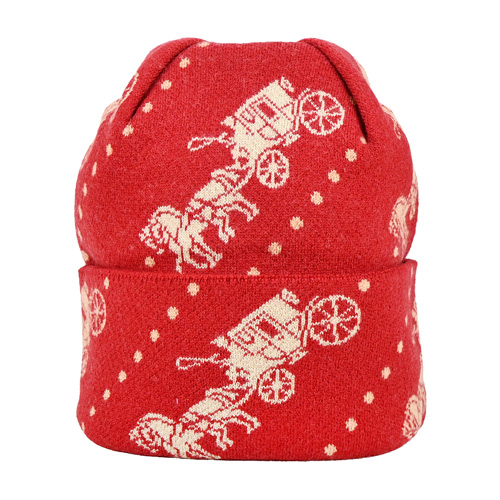 COACH 斜紋馬車羊毛圍巾&毛帽組(紅)