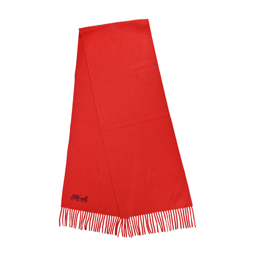 COACH 刺繡馬車LOGO 喀什米爾羊絨圍巾(紅)