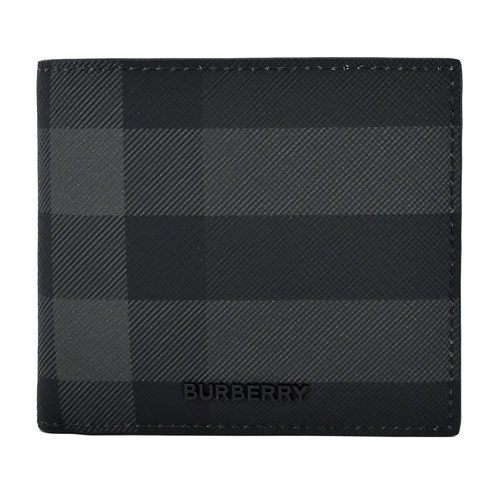 BURBERRY 格紋帆布短夾(零錢袋/灰色)